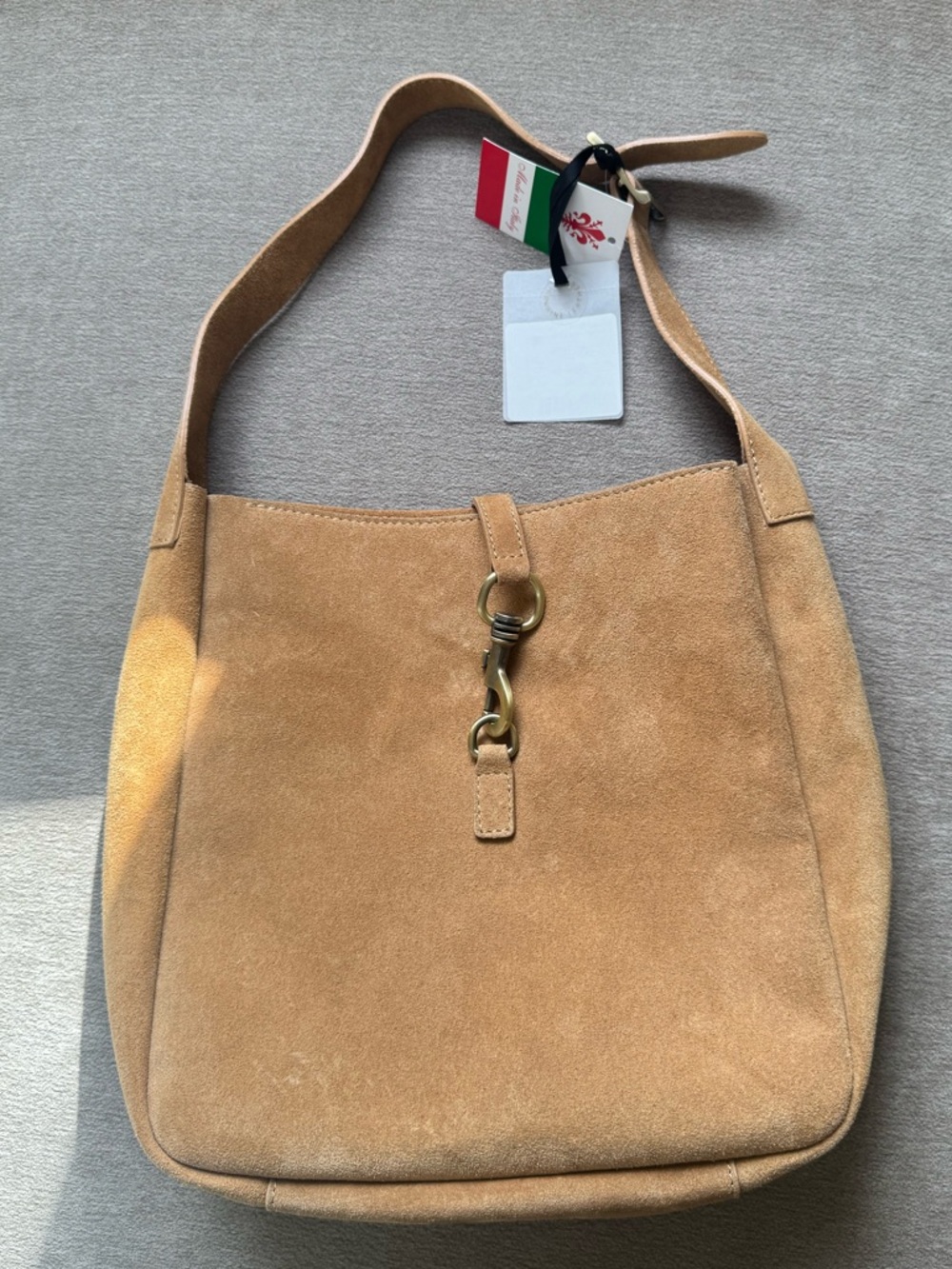 Marlon Firenze Suede Shoulder Bag NWT Made in Italy Tan